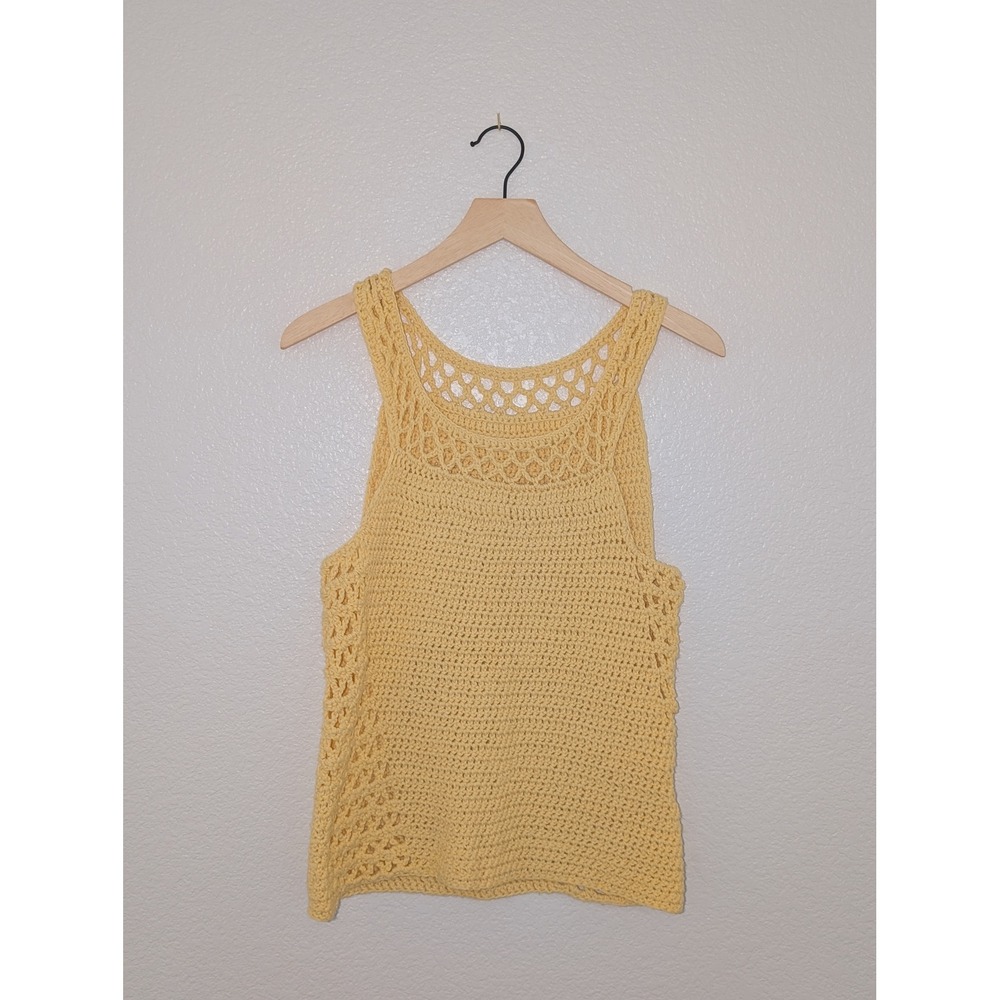 Vintage Handmade Yellow Crochet Tank M/L